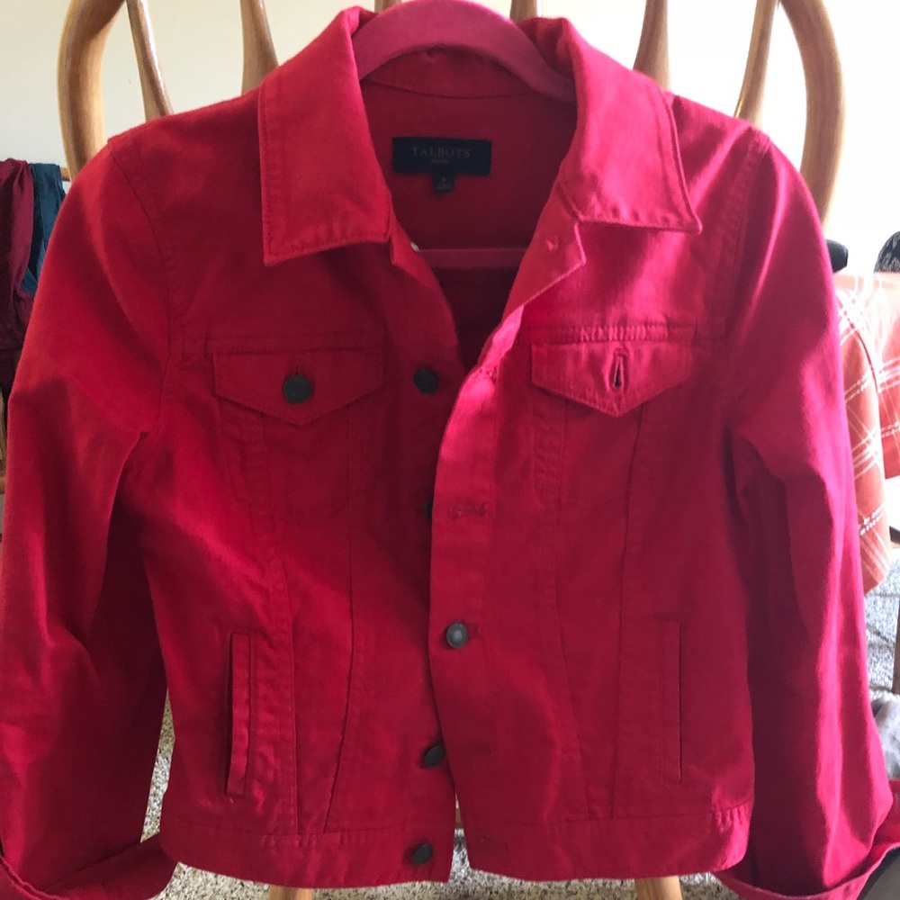 Red jean jacket